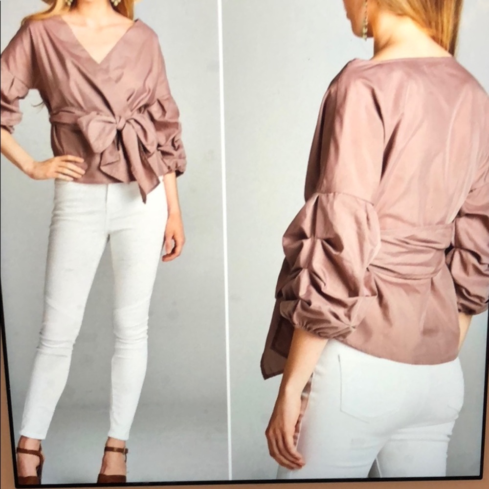 Dusty rose Faux wrap Top - Picture 2 of 4